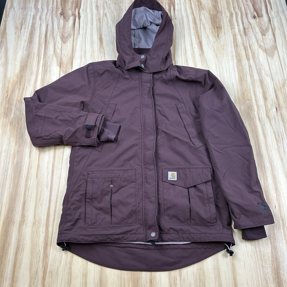 Carhartt Women's Medium Maroon Storm Defender Waterproof Rain Jacket
